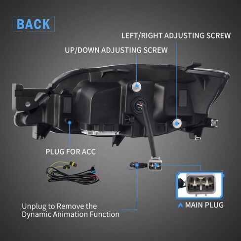 المصابيح الأمامية LED من VLAND متوافقة مع 2008-2011 Impreza Outback Sport، 2008-2014 Impreza WRX (غير مناسبة للنماذج مع AFS/SRH) مع مفتاح كهربائي مع الرسوم المتحركة وعاكس شفاف DRL للتنفس in Kuwait