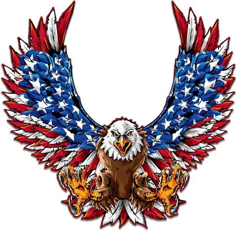Sonic Print American Bald Eagle Decal | Waterproof Permanent Collectible Patriotic American Flag Car Motorcycle Bicycle Skateboard Laptop Luggage Bumper Vinyl Decal (7 Wide x 6.8 Tall) in Saudi Arabia
