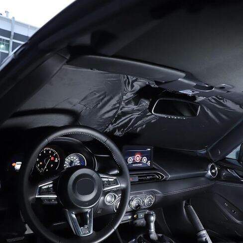مظلة شمس للزجاج الأمامي للسيارة متوافقة مع Mazda MX-5 2016-2024 مظلة شمسية قابلة للطي وعاكس للأشعة فوق البنفسجية ونافذة أوتوماتيكية وغطاء درع (النمط B) in Kuwait