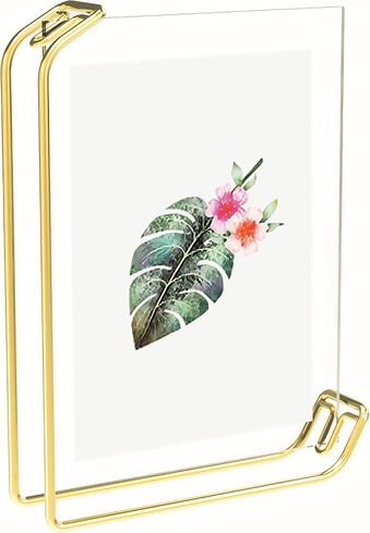 JIARI Picture Frame, Decorative Picture Frame Tabletop Display for 5x7 6x8 photo, Metal Photo Picture Frame with Clear Plexiglass for Vertical or Horizontal Display (Gold) in Saudi Arabia