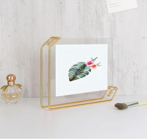 JIARI Picture Frame, Decorative Picture Frame Tabletop Display for 5x7 6x8 photo, Metal Photo Picture Frame with Clear Plexiglass for Vertical or Horizontal Display (Gold) in Saudi Arabia