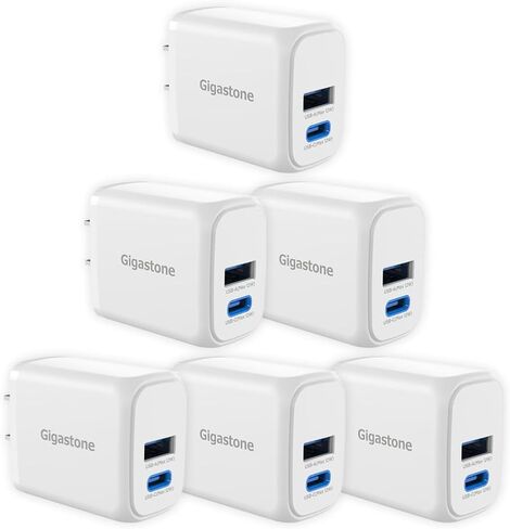 Gigastone 12W USB C USB A Dual Port Wall Charger [3 Pack] 2.4A Travel Charging Block Fast Charging Power Brick, Compatible with iPhone 16/15/14/13/12, Samsung S24/S23/S22, Kindle E-Reader fast charger in Saudi Arabia