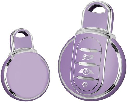 HIBEYO TPU Key Fob Cover for BMW Mini Cooper F55 Clubman F54 Hatch F56 Cabrio F57 Countryman Cooper S Cooper D Cooper SD F60 Accessories Key Shell Cover Protector-Purple in Saudi Arabia
