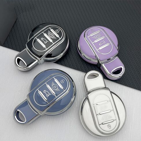 HIBEYO TPU Key Fob Cover for BMW Mini Cooper F55 Clubman F54 Hatch F56 Cabrio F57 Countryman Cooper S Cooper D Cooper SD F60 Accessories Key Shell Cover Protector-Purple in Saudi Arabia