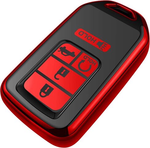 Tukellen لغطاء Honda Key Fob، حافظة مفاتيح ناعمة ممتازة من مادة TPU للحماية الكاملة لسيارة Honda Accord Civic CRV Pilot Ridgeline Odyssey Passport Smart Remote Key Protector 5 أزرار (أحمر) in Kuwait