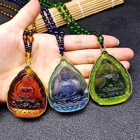 Green Tara Buddha Necklace Goddess of Compassion Mercy Guan Yin Pendant Eliminate Suffering for Women Men Amulet Feng Shui Jewelry Blessing Gifts in Kuwait
