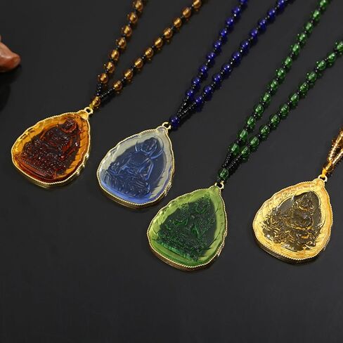 Green Tara Buddha Necklace Goddess of Compassion Mercy Guan Yin Pendant Eliminate Suffering for Women Men Amulet Feng Shui Jewelry Blessing Gifts in Kuwait