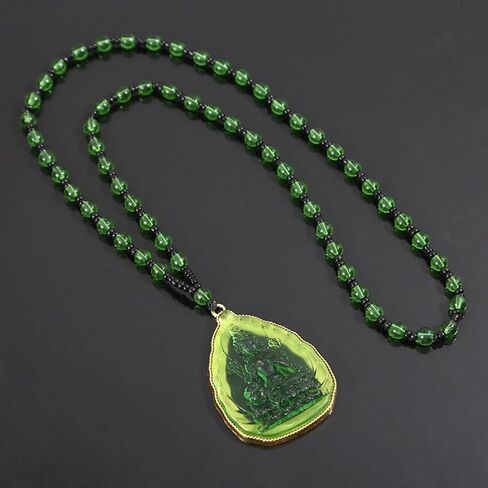 Green Tara Buddha Necklace Goddess of Compassion Mercy Guan Yin Pendant Eliminate Suffering for Women Men Amulet Feng Shui Jewelry Blessing Gifts in Kuwait