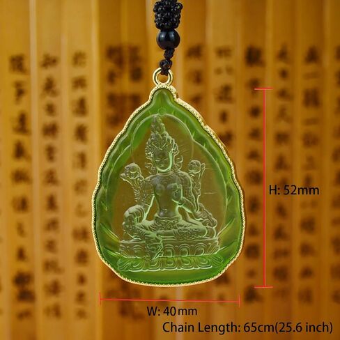 Green Tara Buddha Necklace Goddess of Compassion Mercy Guan Yin Pendant Eliminate Suffering for Women Men Amulet Feng Shui Jewelry Blessing Gifts in Kuwait