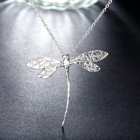 925 Sterling Silver Pendant Necklace Delicate Dragonfly Pendant Necklace Handmade Charms Necklace for Women Jewelry Gift in Saudi Arabia