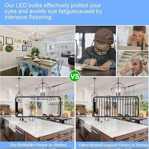 مصابيح LED T6 قابلة للتعتيم، مصابيح إضاءة اديسون 8 وات E12 بيضاء باردة 5000 ك، 800 لومن، 100 وات لمبات شمعدان متوهجة تعادل لمبة شمعة اديسون ذات خيوط LED عتيقة مع ديكور، 6 عبوات in Saudi Arabia