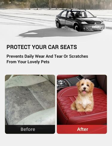 Front Bottom Seat Cover with Seatbelt Shoulder Pad Leather Car Seat Cushion Cover, Nonslip Auto Seat Covers for Most Cars, SUVs, and Pickup - 1 Pair, Wine Red in Saudi Arabia