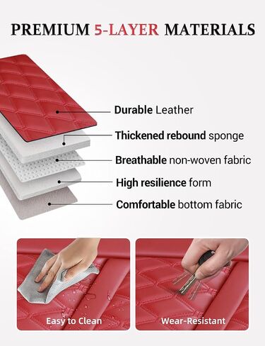 Front Bottom Seat Cover with Seatbelt Shoulder Pad Leather Car Seat Cushion Cover, Nonslip Auto Seat Covers for Most Cars, SUVs, and Pickup - 1 Pair, Wine Red in Saudi Arabia