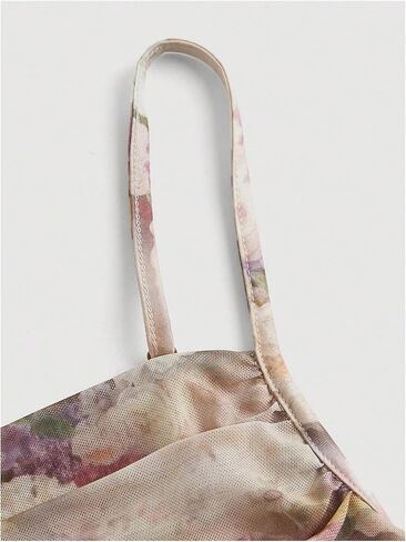 GORGLITTER Women's Floral Ruched Bodycon Midi Dress Mesh Sleeveless Fishtail Cami Dresses in Kuwait