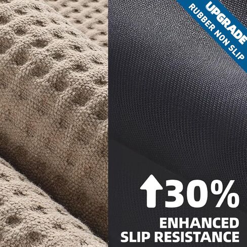 Upgraded Bath Mat Rug- Non Slip Super Absorbent Quick Dry Thin Low pile Bathroom Rugs Fit Under Door- Washable Bathroom Floor Mats-Shower Rug for in Front of Bathtub Shower, Beige, 19.6×31.5'' in Saudi Arabia