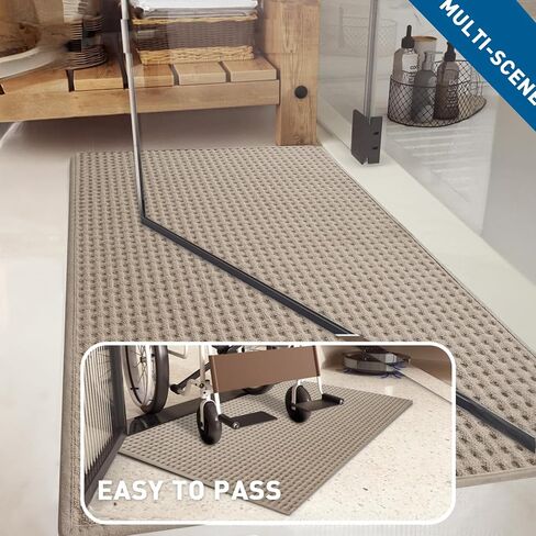 Upgraded Bath Mat Rug- Non Slip Super Absorbent Quick Dry Thin Low pile Bathroom Rugs Fit Under Door- Washable Bathroom Floor Mats-Shower Rug for in Front of Bathtub Shower, Beige, 19.6×31.5'' in Saudi Arabia