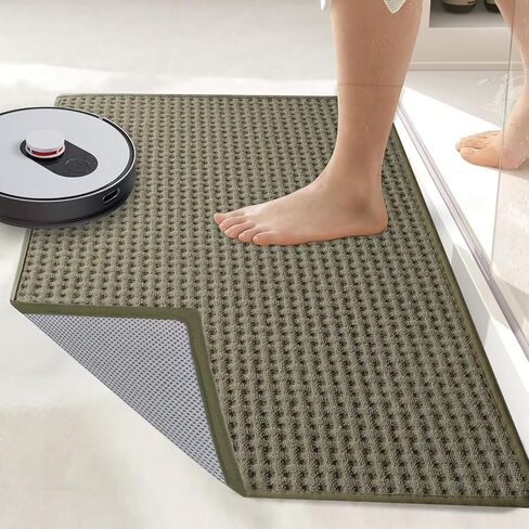 Upgraded Bath Mat Rug- Non Slip Super Absorbent Quick Dry Thin Low pile Bathroom Rugs Fit Under Door- Washable Bathroom Floor Mats-Shower Rug for in Front of Bathtub Shower, Beige, 19.6×31.5'' in Saudi Arabia