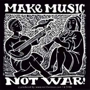 Make Music, Not War - Peace / Anti-War Small Bumper Sticker / Decal (3" X 3")