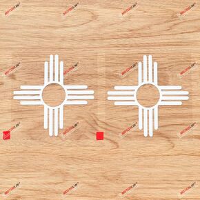 New Mexico State Flag NM Ancient Zia Sun Vinyl Decal Sticker - 2 Pack White, 4 Inches - No Background for Car Boat Laptop Cup Phone