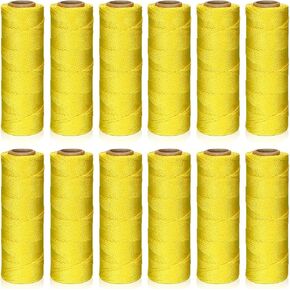 Timgle 12 Roll String Line 250 ft Mason Line Braided Nylon String Heavy Duty Garden Twine Garden String for a String Level, Layout of Construction, Masonry Tools, DIY Project, Fluorescent Yellow