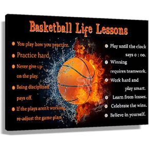 Basketball Motivational Poster Art Prints Positive Quotes Wall Decor Modern Inspirational Canvas Painting Poster Picture Decoration for Living Room Unframed 16x24 inch(40x60cm)