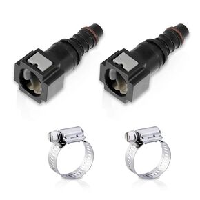 Fuel Line Connectors Fit for 3/8'' Steel to 5/16'' I.D. Nylon Straight Bundy Female to Hose Quick-Disconnect with 3/8''–5/8'' Hose Clamps