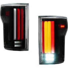(2 Pack) LED Tail Light Assembly fit for 2015-2020 Ford F150 [Only for Incandescent Models], Dynamic Flowing Type Rear Light Lamps w/o Blind Spot, Smoke Lens, Left & Right Side Taillights