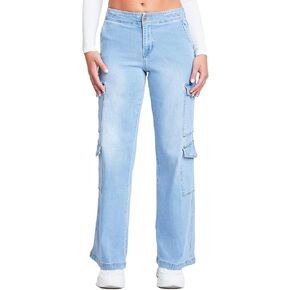 YMI Women’s Wide Leg Double Cargo Jean