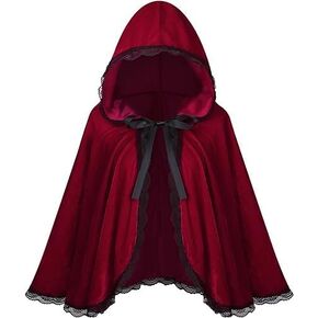Little Red Riding Hood Cape Velvet Cloak for Halloween Christmas Cosplay Party