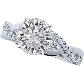 1.25 Carat Classic Lab Grown Synthetic Round Infinity Twisting Split Shank IGI Certified Diamond Engagement Ring (1 Ct, I-J Color, SI1-SI2 Clarity Center)