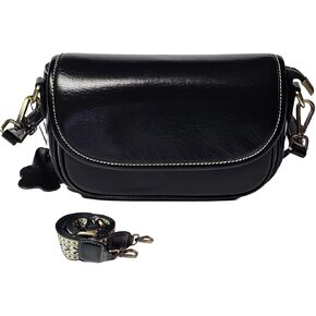 9" Women Genuine Cow Real Leather Crossbody Bag Purse with 2 Adjutable Shoulder Straps