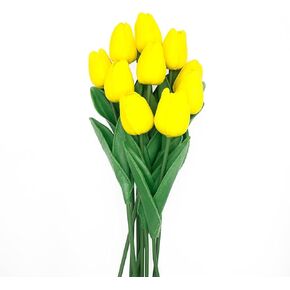 Faux Tulips Artificial Flowers with Stems, 10 Pcs White Tulips Spring Flowers Bulk, 13 Inch Artificial Tulips Flower Realistic for Wedding Bouquet, Table Centerpiece, Birthday Party (Black)