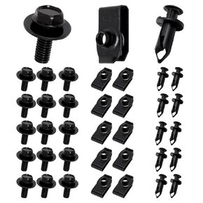 Engine Under Cover Splash Shield Fender Clips Bolts, Push Retainer Fastener Rivet Bumper Clips Kit (35pcs)