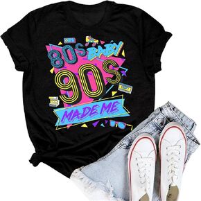 Take Me Back to The 90's T-Shirt Women Vintage Neon 80's 90's Made Me Shirt Casual 80s 90s Theme Tee Top