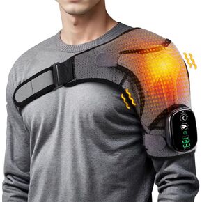Shoulder Heating Pad for Men Women, Heated Shoulder Wrap with 3 Vibration and Heat Settings for Rotator Cuff Pain Relief