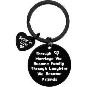 Xiahuyu for Sister in Law Keychain Through Marriage We Became Family Through Laughter We Became Friend Keychain Mothers Day Wedding Christmas Birthday Gifts for Sister in Law