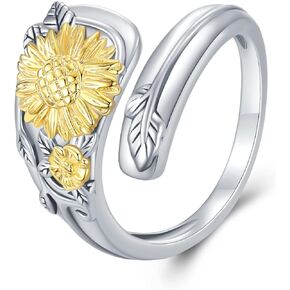 Sunflower Thumb Rings for Women 925 Sterling Silver Spoon Ring Vintage Thumb Ring Jewelry for Women