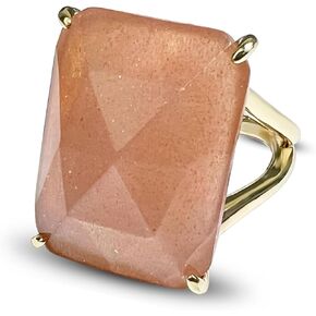 Crystal Ring for Women, Natural Gemstone Rings Healing Crystal Jewelry, Rectangle Amazonite Amethyst Sunstone Obsidian Strawberry Quartz Rings, Boho Gold Adjustable Rings for Lady.