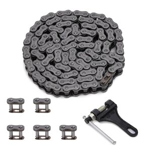428H Motorcycle Chain 114 Link Heavy Duty Drive Chain with Free Chain Breaker 5 Connecting Master Link for 50cc 70cc 90cc 110cc 125cc 150cc Dirt Pit Bike ATV Quad Go Kart Mini Bike Scooter