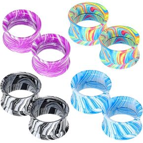 Longbeauty 8pcs Colorful Line 316L Stainless Steel Gauges for Ears Screw Fit Ear Tunnels Plugs Body Piercing Jewelry Size 2g-5/8