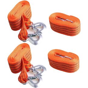Nylon Heavy-Duty Tow Strap with Hooks,2 inch x 13ft(6,600lbs) Car Vehicle Heavy Duty Recovery Rope for Towing Vehicles in Roadside Emergency（2 Pack）