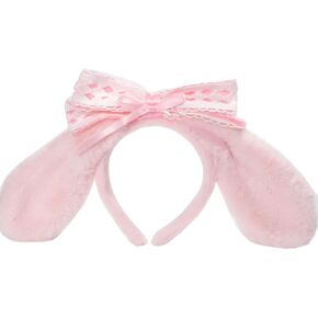 Anime Plush Ears Headband Furry Bunny Ears Hairband for Girls Women Kawaii Halloween Costume Cosplay (Pink)