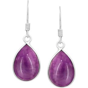Gemstone Dangle Earrings For Women Sterling Silver Plated, Birthstone Gemstones Drop Earrings Jewelry Christmas Mother's Day Gifts For Her