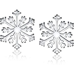 Classic Christmas Holiday Party Snowflake Dangle Earrings Pendant Necklace For Women Teen Polished .925 Sterling Silver Leverback