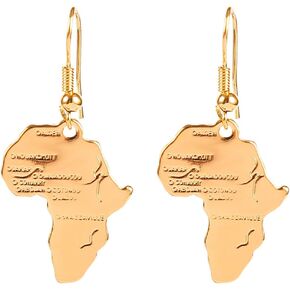 24k Gold Plated Brass Africa Map Dangle Earring