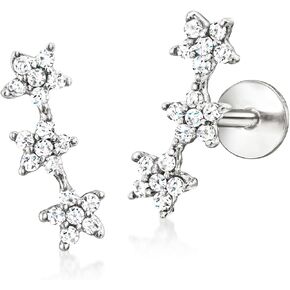 RS Pure by Ross-Simons 0.10 ct. t.w. Diamond 3-Star Flat-Back Stud Earrings in Sterling Silver