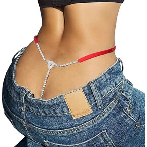 Summer Rhinestone Waist Chain Thong,Crystal Chain Thong,Rhinestone Thong Panties,Sexy G String Jewelry for Women