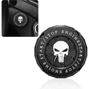 jeseny 1 PC Rotary Car Push Start Button Cover SKull Print, Car Engine Push to Start Accessories, Engine Start Stop Button Cover Rotar, Car Start Button Cover Spin, Motorcycle Startup Decoration (Red)