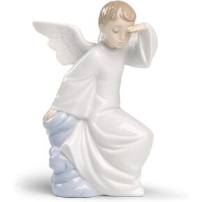 Lladro Nao Collectible Porcelain Figurine: Angel Watching Over You - 7-1/4" Tall - Guardian Angel