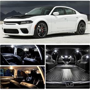 White LED Interior Lights Bulb Kit for 2020 2021 2022 2023- Dodge Charger Widebody Supper Bright 6000K Map Dome Visor Trunk Lights Interior LED Lighting Interior Bulbs + Install Tool